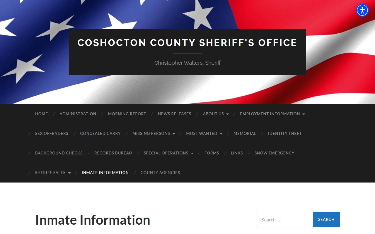Coshocton County inmate information page for jail roster lookup